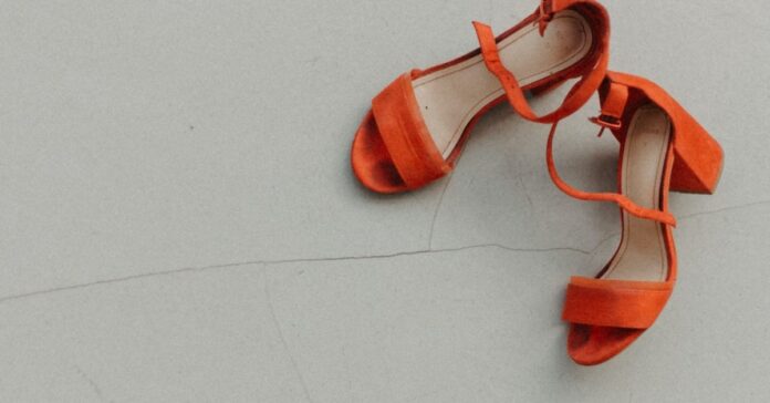 Strappy suede sandals in bright orange